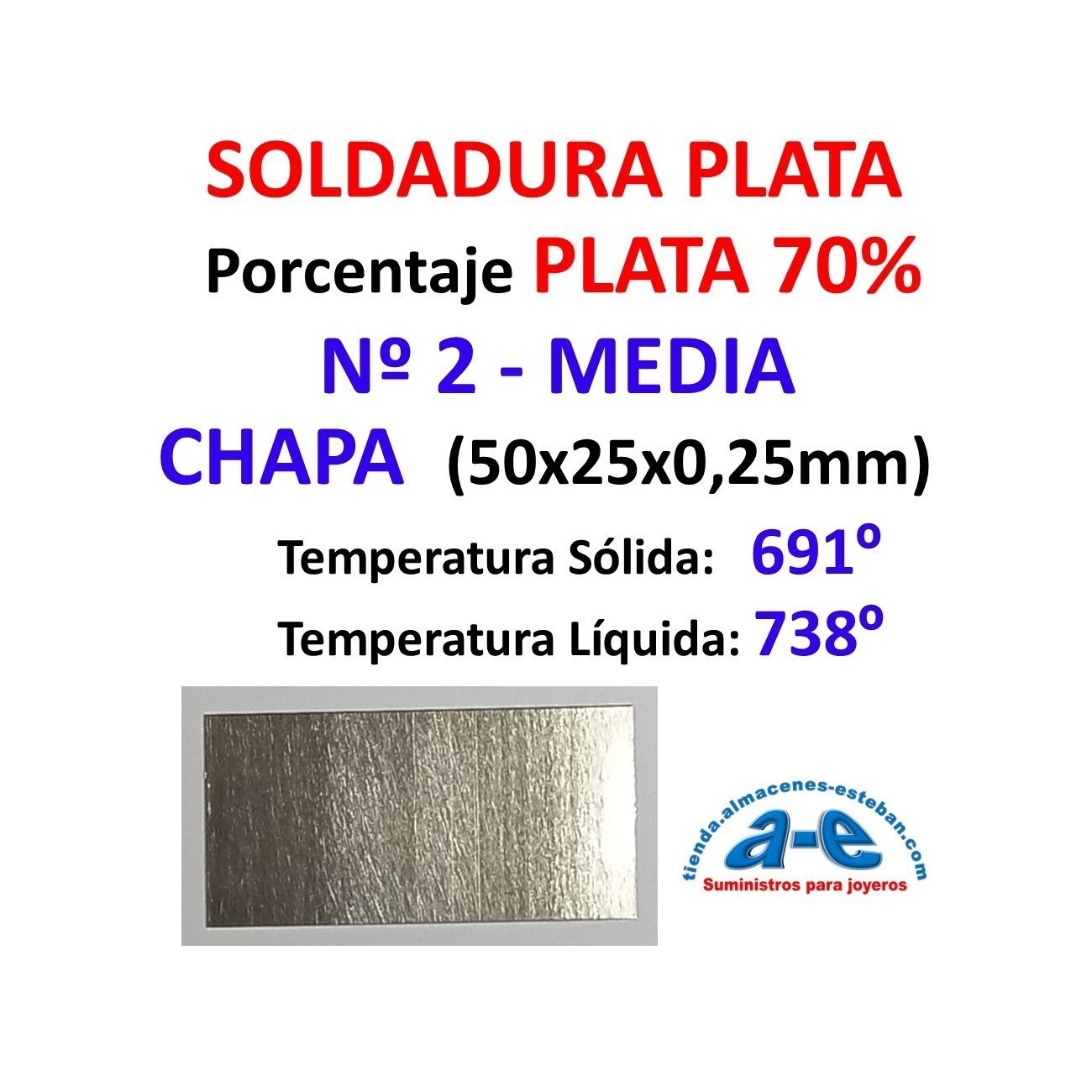 SOLDADURA PLATA N. 2 - 70% MEDIA USA CHAPA