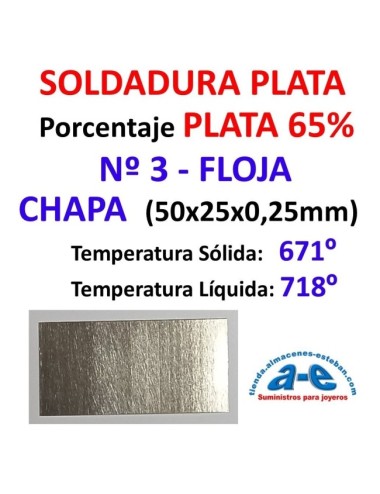 SOLDADURA PLATA N. 3 - 65% FLOJA USA CHAPA