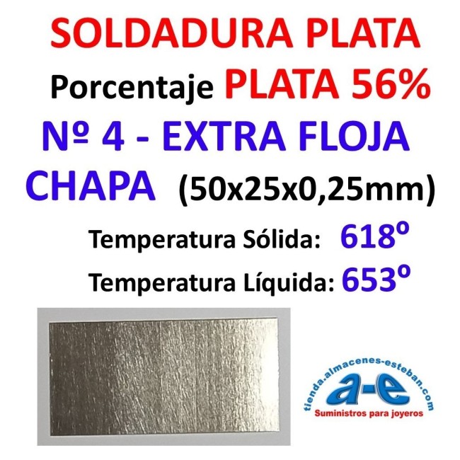 SOLDADURA PLATA N. 4 - 56% EXTRA FLOJA USA CHAPA