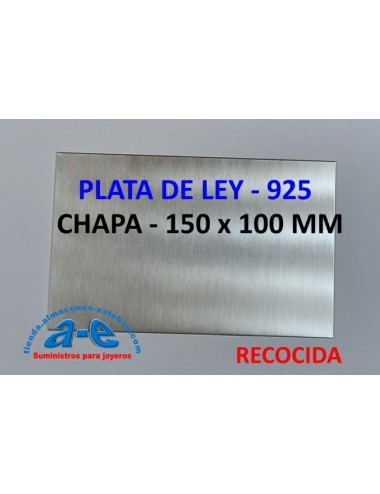 CHAPA PLATA 925 0,66MM-R (150X100MM) RECOCIDA