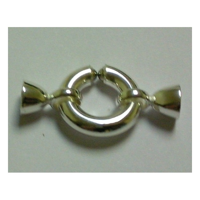 CIERRE PLATA COLLAR ARO 14MM + 2 CASQUILLAS