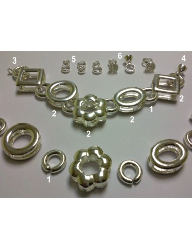 CIERRE PLATA COLLAR ARO 14MM + 2 CASQUILLAS