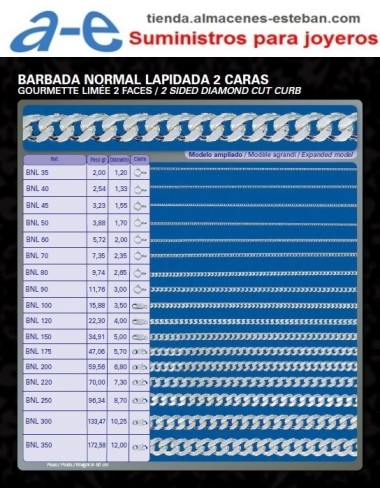 CADENA PLATA BARBADA BNL-35 40CM REASA