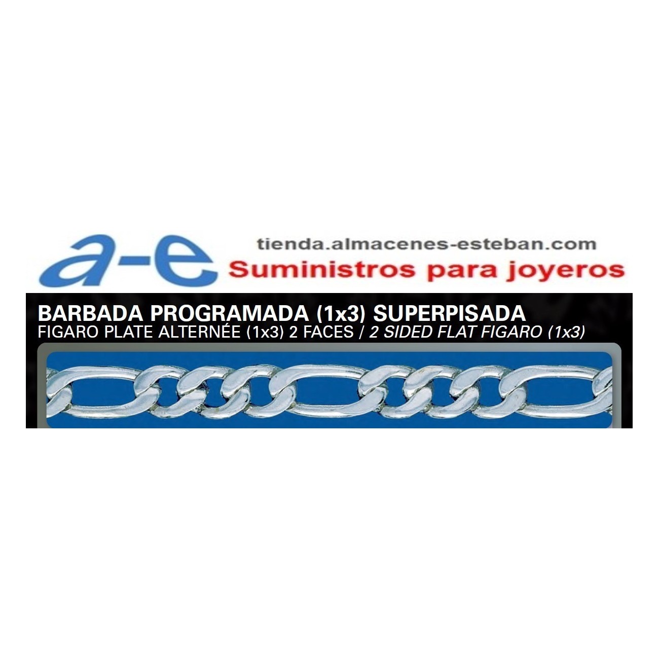 CADENA PLATA BARBADA PROG BP(1X3) SL-100 45CM MOSQ.