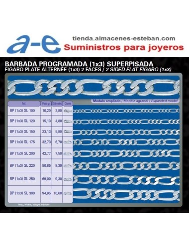 CADENA PLATA BARBADA PROG BP(1X3) SL-100 45CM MOSQ.