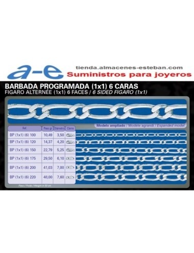 CADENA PLATA BARBADA PROG BP(1X1)(6)-100 45CM MOSQ.