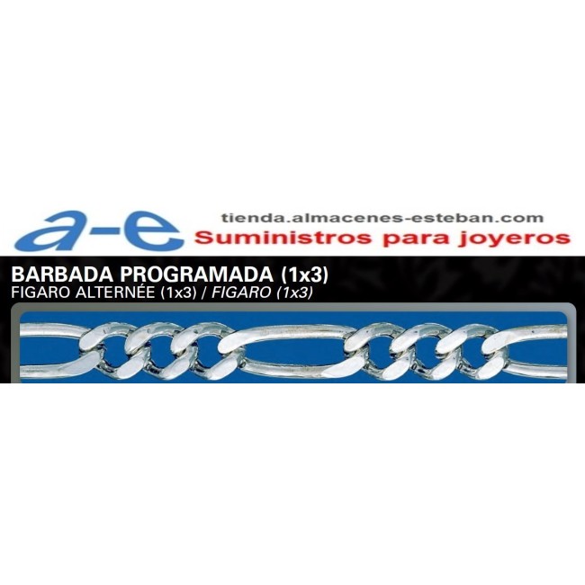CADENA PLATA BARBADA PROG BP(1X3)-60 50CM REASA