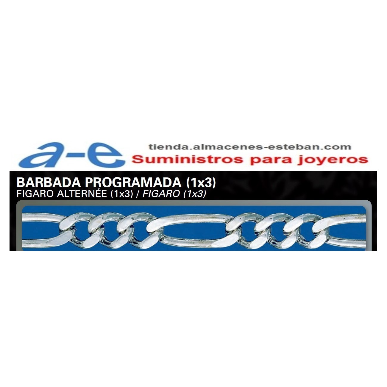 CADENA PLATA BARBADA PROG BP(1X3)-70 50CM REASA