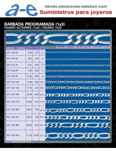 CADENA PLATA BARBADA PROG BP(1X3)-80 50CM REASA