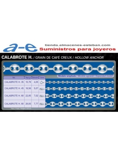 CADENA PLATA CALABROTE H-35 50CM REASA