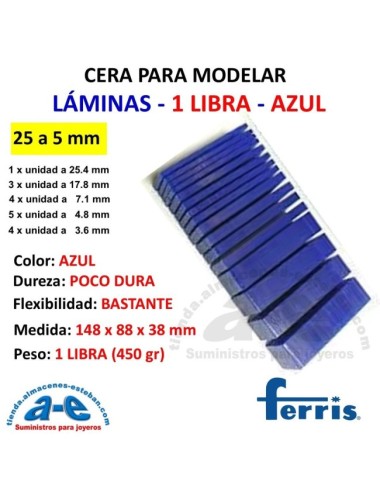 CERA FERRIS LAMINAS 25 A 5MM AZUL 1 LB