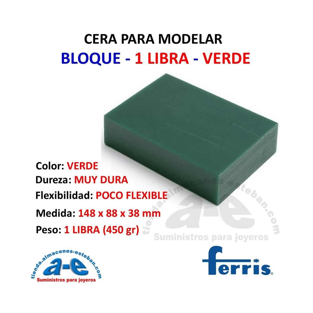 CERA FERRIS BLOQUE 1 LB VERDE