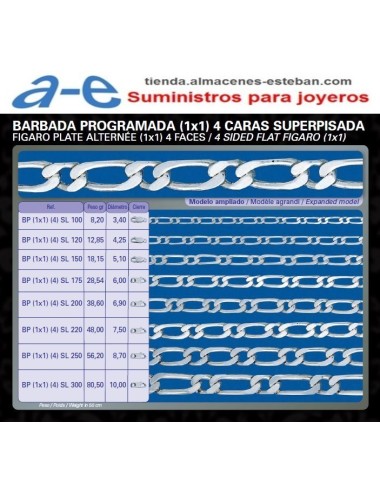 CADENA PLATA BARBADA PROG BP(1X1)(4)-90 45CM REASA