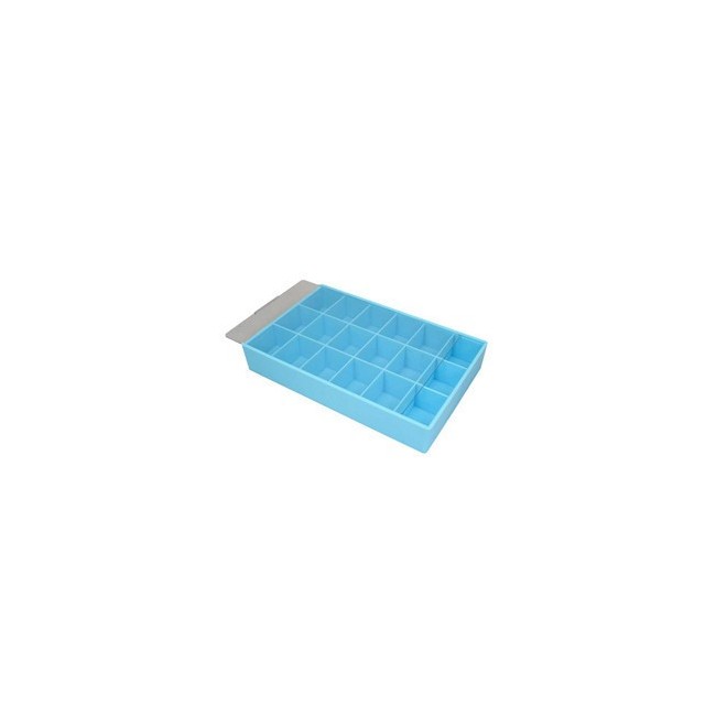 CAJA AZUL 18 HUECOS PLASTICO