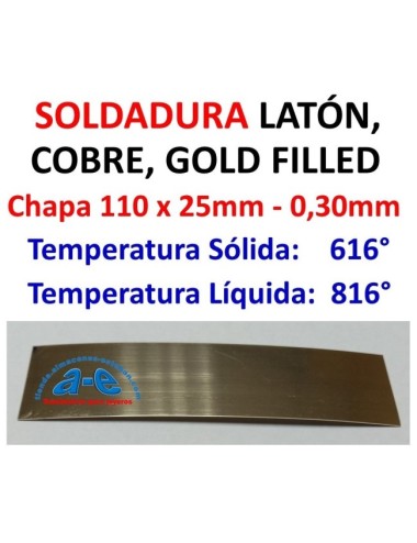 SOLDADURA LATON, COBRE, GOLD FILLED (CHAPA 11CM)
