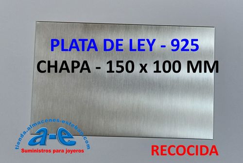 CHAPA PLATA 925 1,30MM-R (150X100MM) RECOCIDA