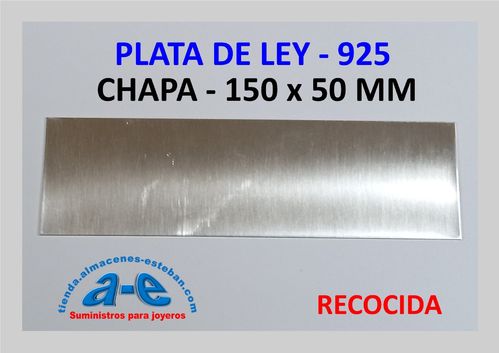 CHAPA PLATA 925 0,25MM-R (150X50MM) RECOCIDA