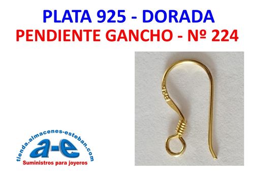 PENDIENTE PLATA DORADA GANCHO 224