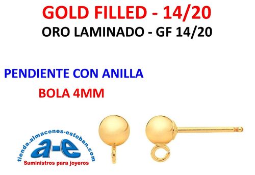 GOLD FILLED PENDIENTE BOLA 4MM C/ANILLA