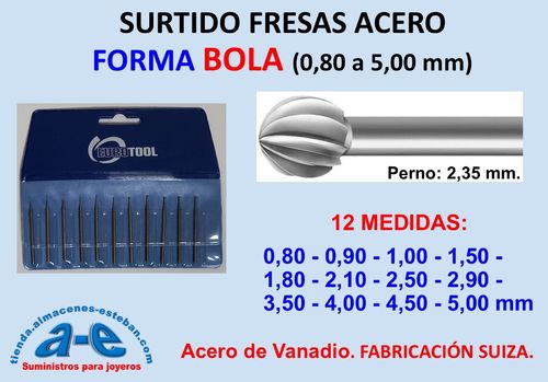 SURTIDO FRESAS BOLA 008-050 12UN. EUROTOOL