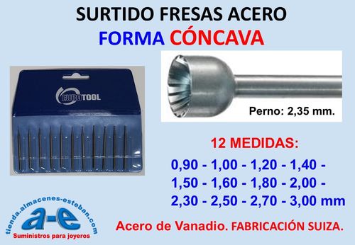 SURTIDO FRESAS CONCAVAS 009-030 12UN. EUROTOOL