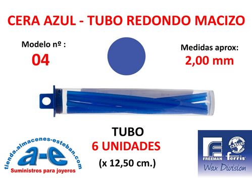CERA FERRIS AZUL - COWDERY Nº 04 - TUBO REDONDO MACIZO 2,00MM (6un)