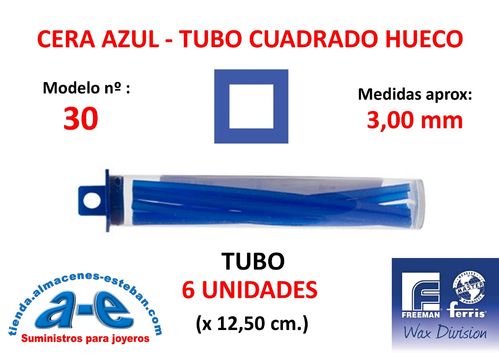 CERA FERRIS AZUL - COWDERY Nº 30 - TUBO CUADRADO HUECO 3,00MM (6un)