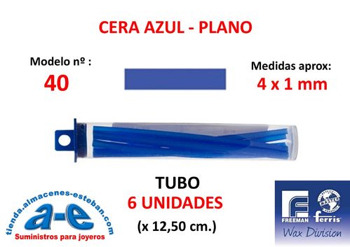 CERA FERRIS AZUL - COWDERY Nº 40 - TIRA PLANA 4x1 MM (6un)