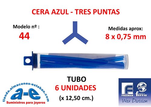 CERA FERRIS AZUL - COWDERY Nº 44 - TIRA TRES PUNTAS 8x0,75 MM (6un)