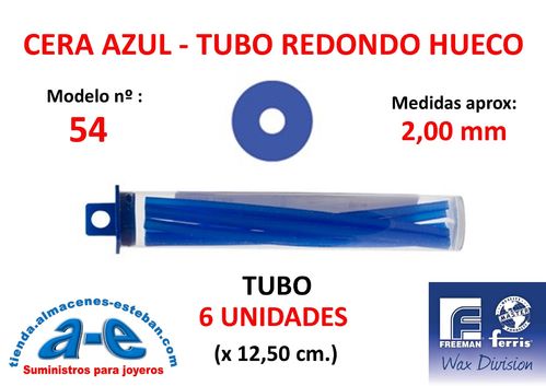 CERA FERRIS AZUL - COWDERY Nº 54 - TUBO REDONDO HUECO 2,00 MM (6un)