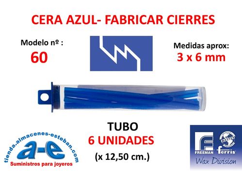 CERA FERRIS AZUL - COWDERY Nº 60 - FABRICAR CIERRES 3x6 MM (6un)