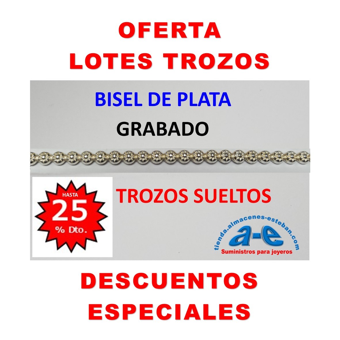 TROZOS BISEL PLATA GRABADO